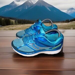 Saucony Guide 10 Women Blue Silver Green S10350-1 Running Shoes Sz 8.5 US 40 EUR